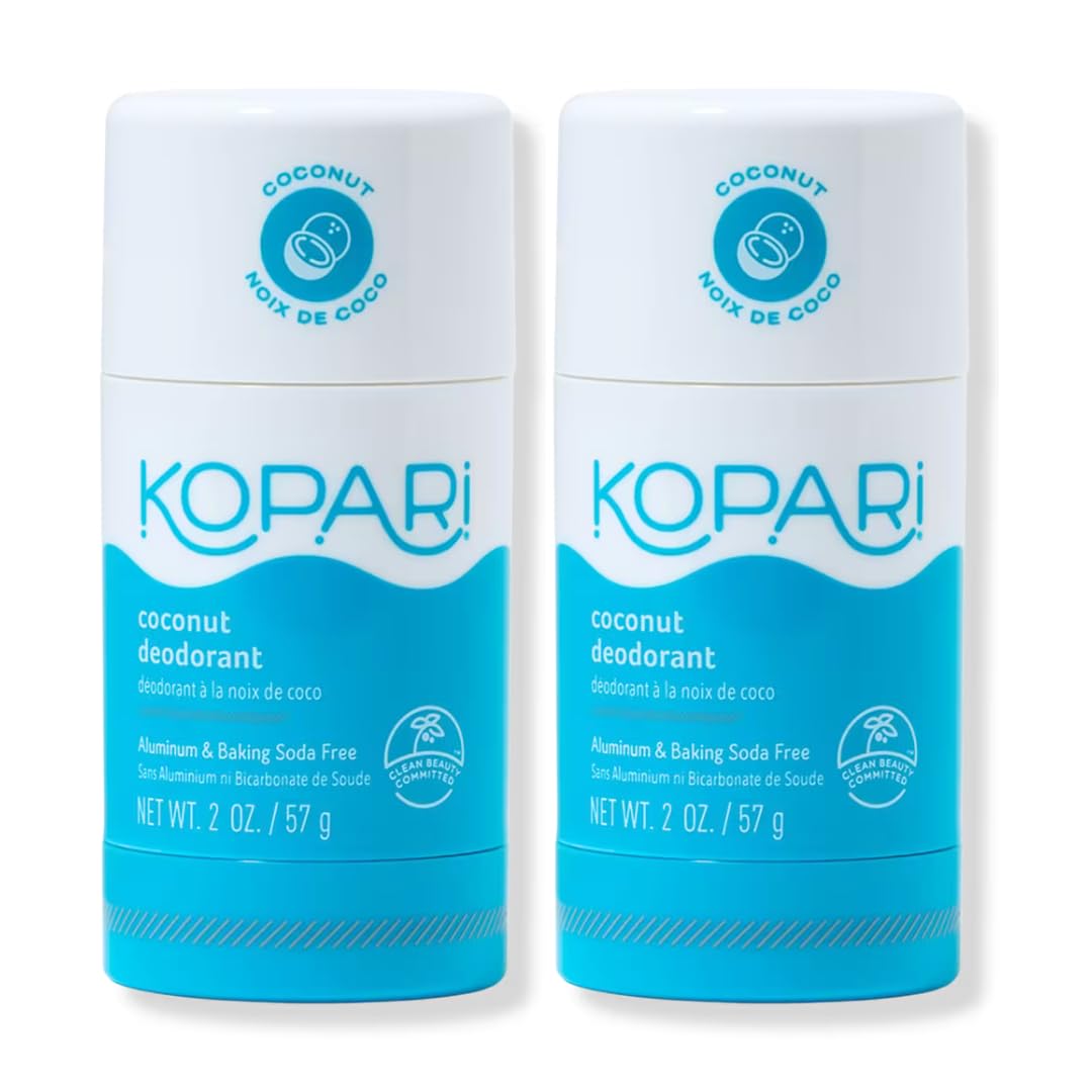Kopari Original Coconut Deodorant pack front with aluminum-free design for all-day freshness.