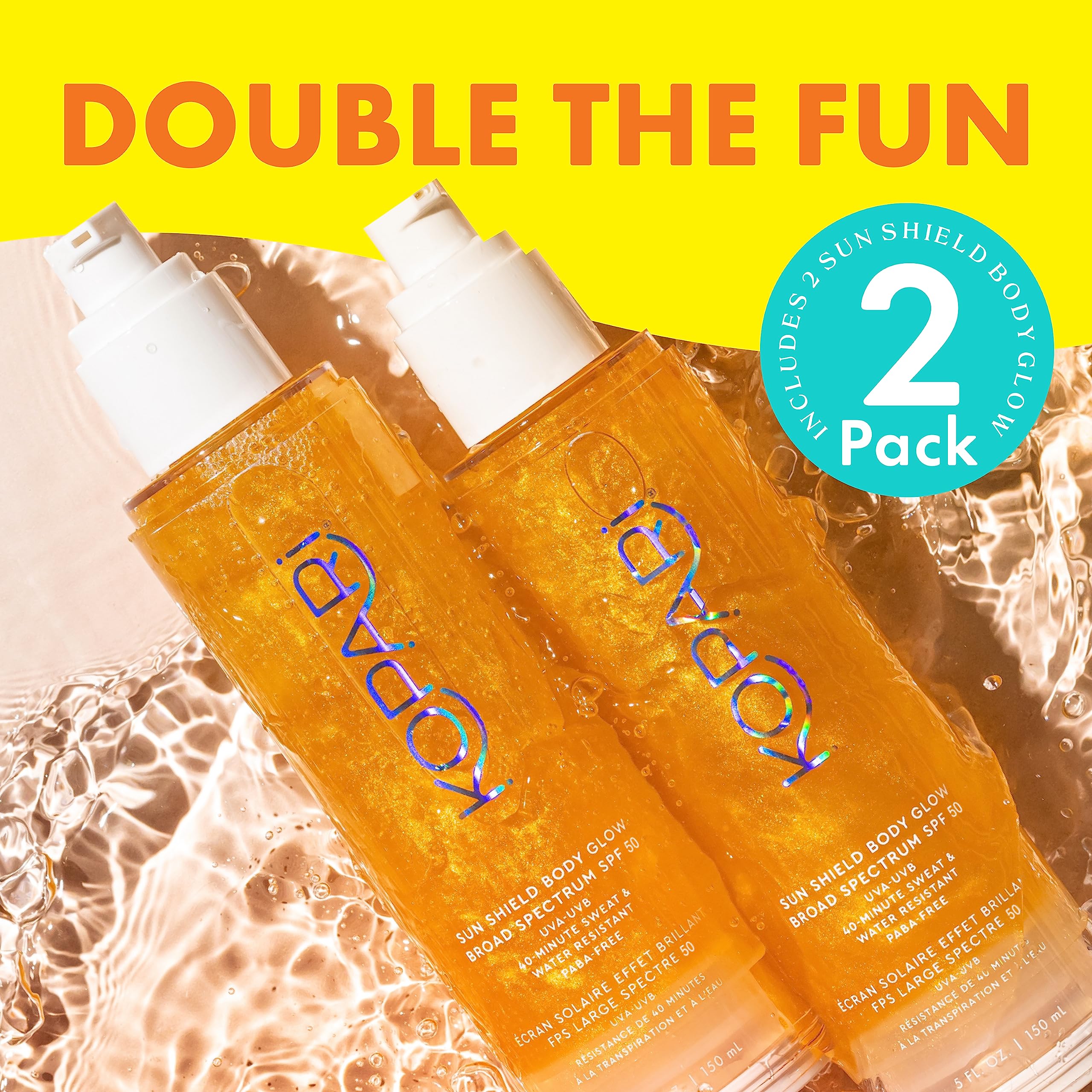 Kopari Sun Shield Body Glow reapplication after water or towel drying maintains glow.