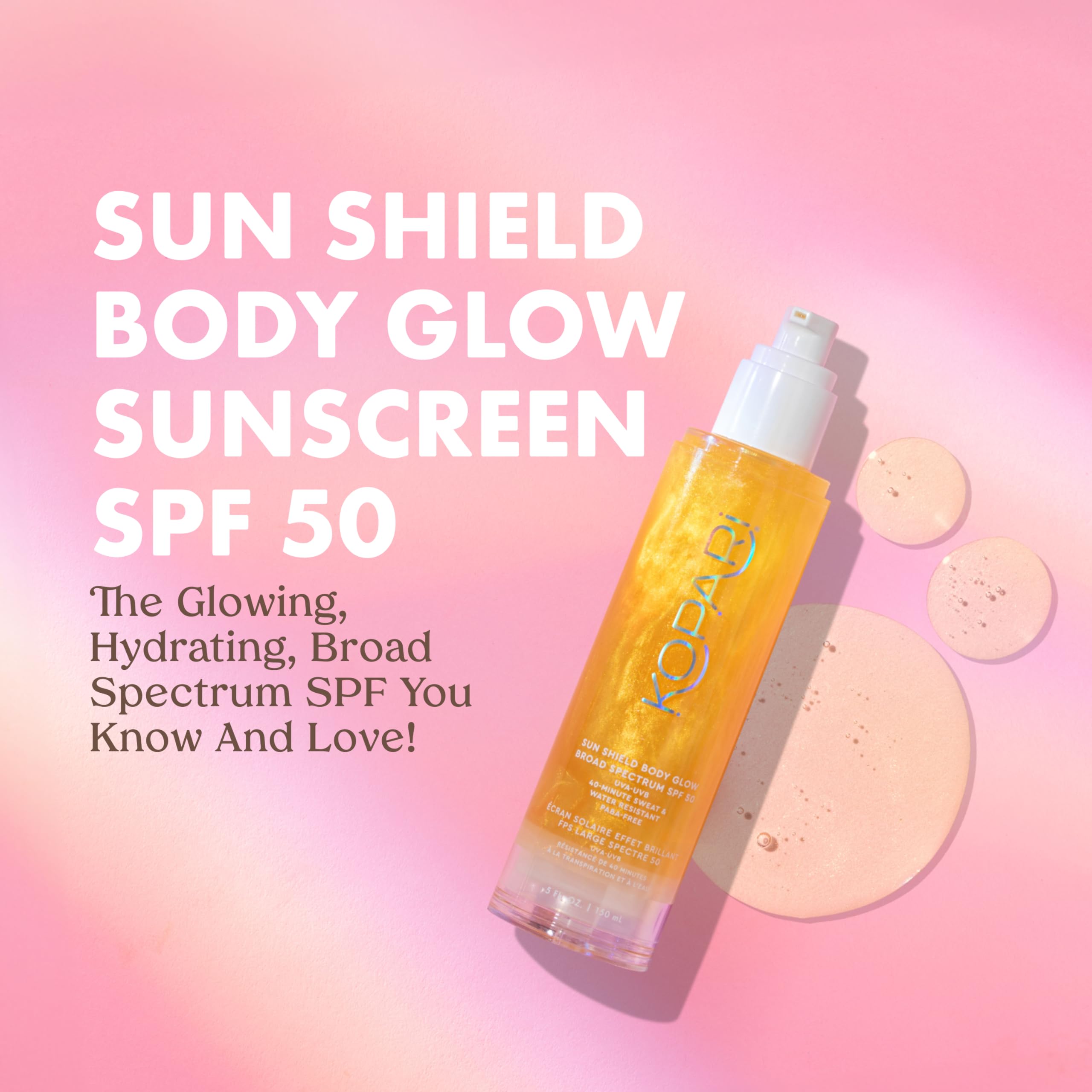 Kopari Sun Shield Body Glow applying on skin for quick, non sticky sun protection.
