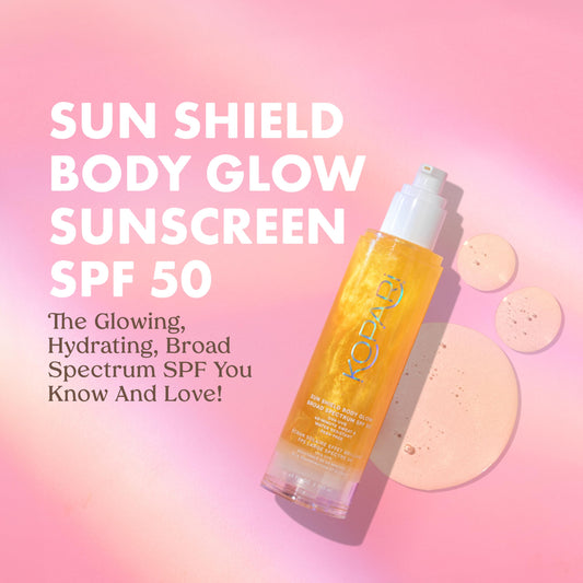 Kopari Sun Shield Body Glow applying on skin for quick, non sticky sun protection.