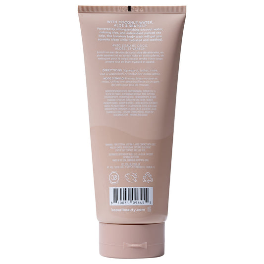 Kopari Tahitian Vanilla Body Wash lather forms plush foam for spa-like wash.