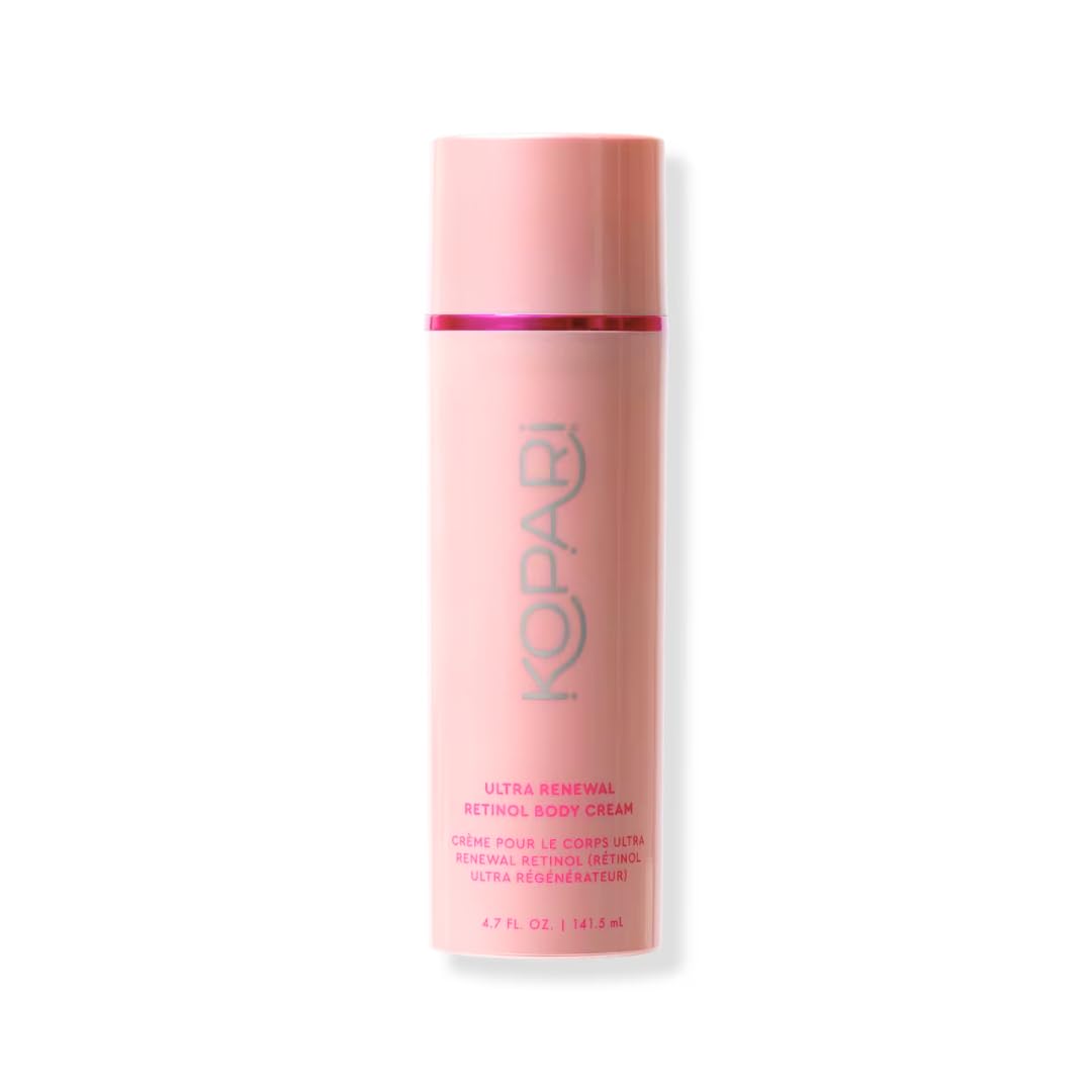 Kopari Ultra Renewal Retinol Body Cream bottle closeup for gentle anti aging care
