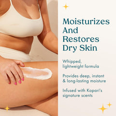Kopari Ultra Restore being applied after a bath for smooth spread