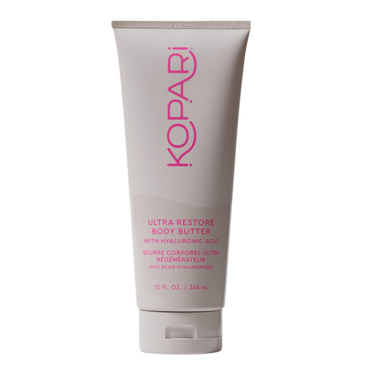 Kopari Ultra Restore Body Butter jar showing rich moisture and glow