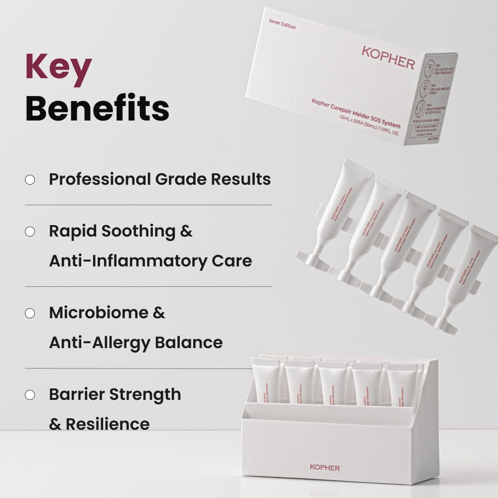 KOPHER Curepair Melder SOS Cream display with dermatologist notes
