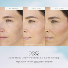 KORA Organics Silky Sun Drops applied under makeup for a seamless base.