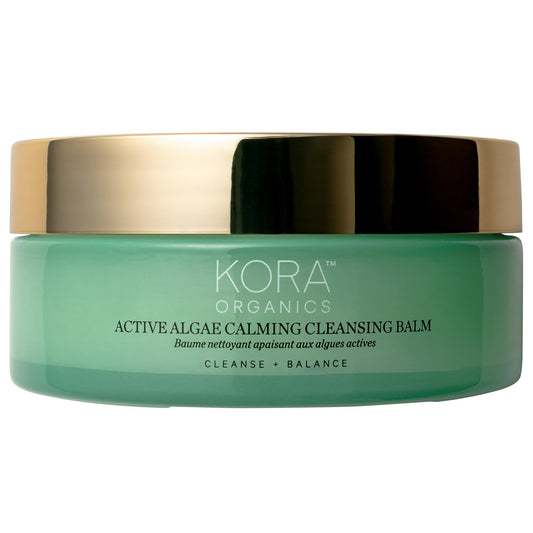 KORA Organics Active Algae Cleansing Balm melts makeup for easy removal.