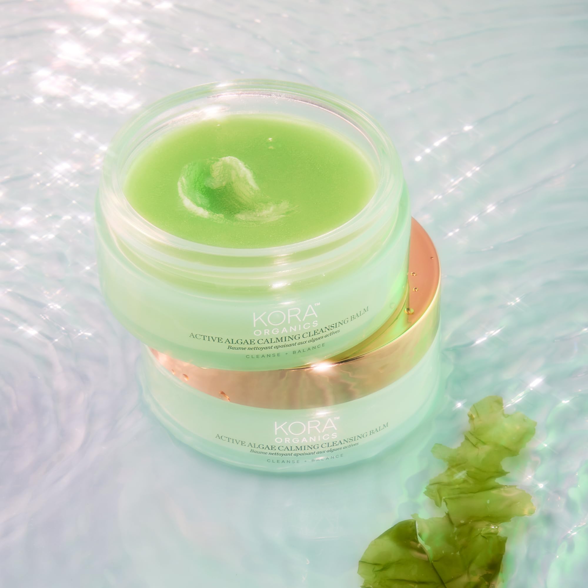 KORA Organics Calming Cleansing Balm nourishes with jojoba and squalane for balanced skin.