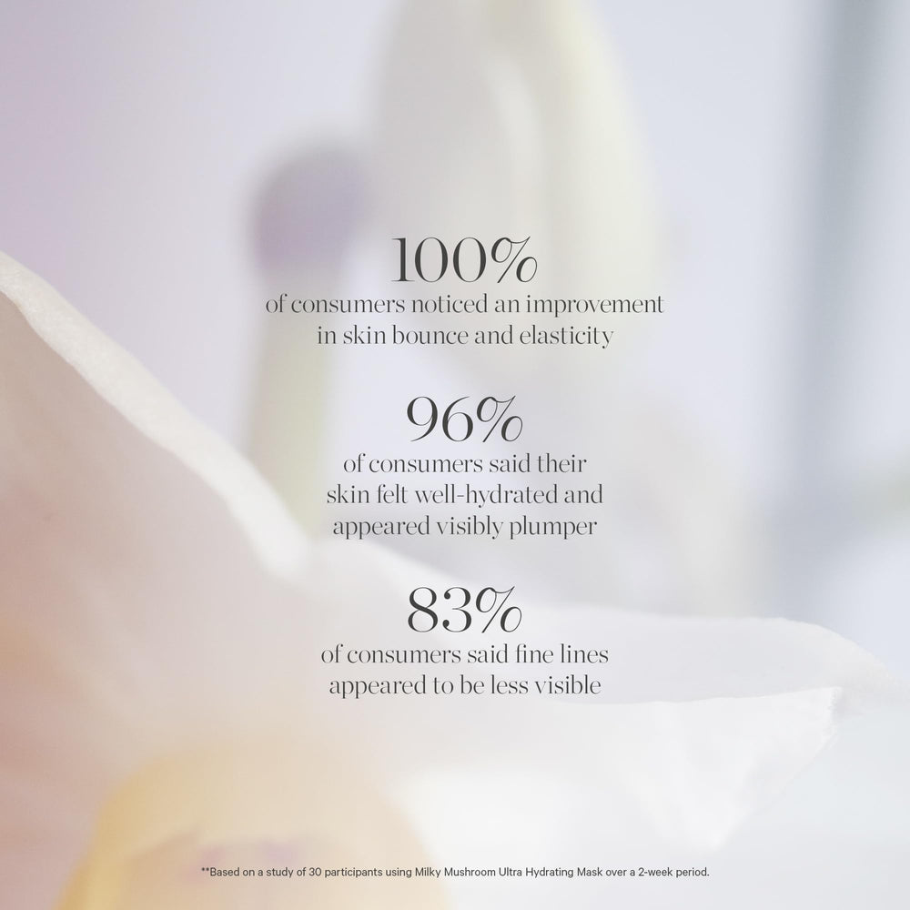 KORA Organics Milky Mushroom Mask ingredient image highlighting Silver Ear Mushroom hydration.