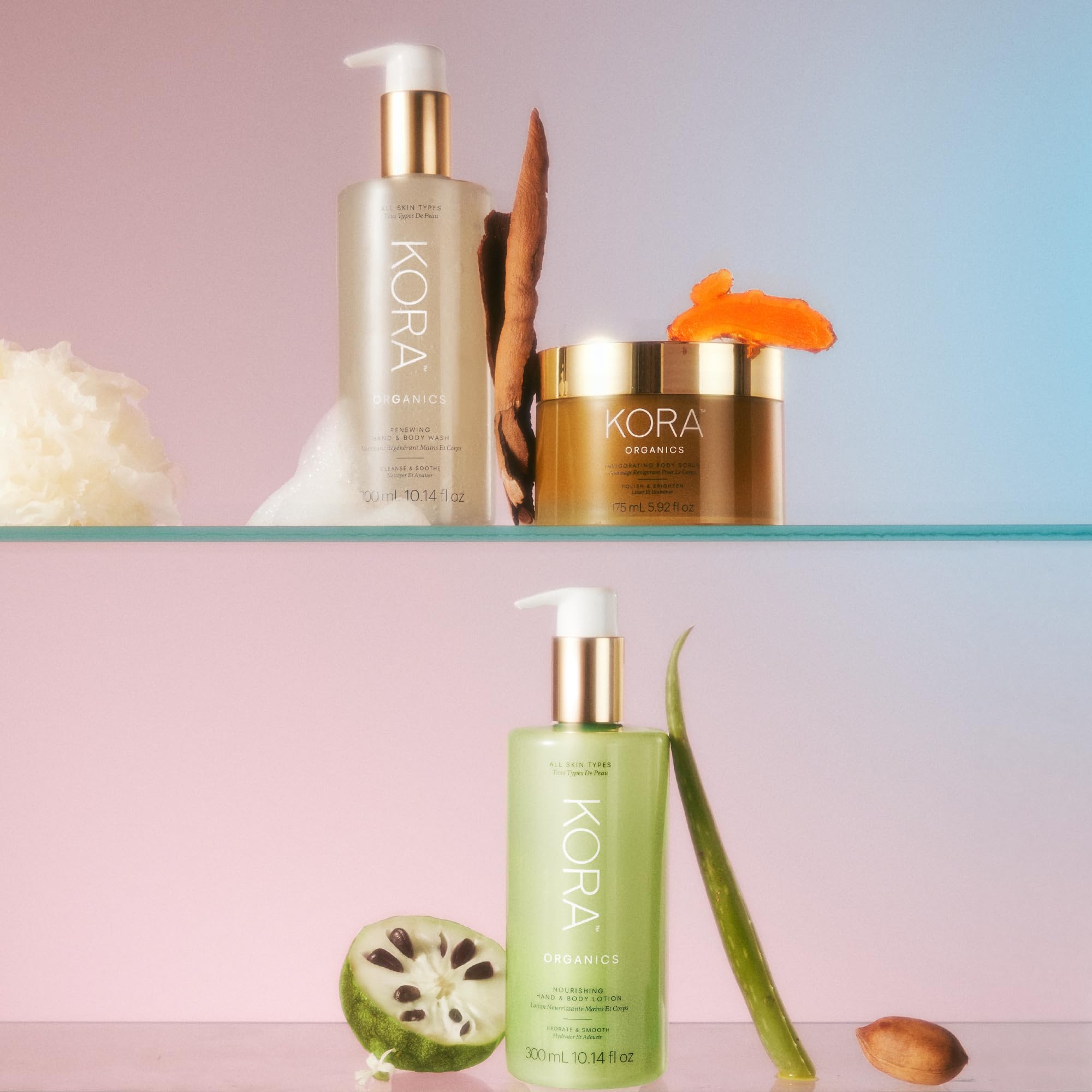 KORA Organics Renewing Hand & Body Wash cauliflower mushroom aloe ingredients for hydration
