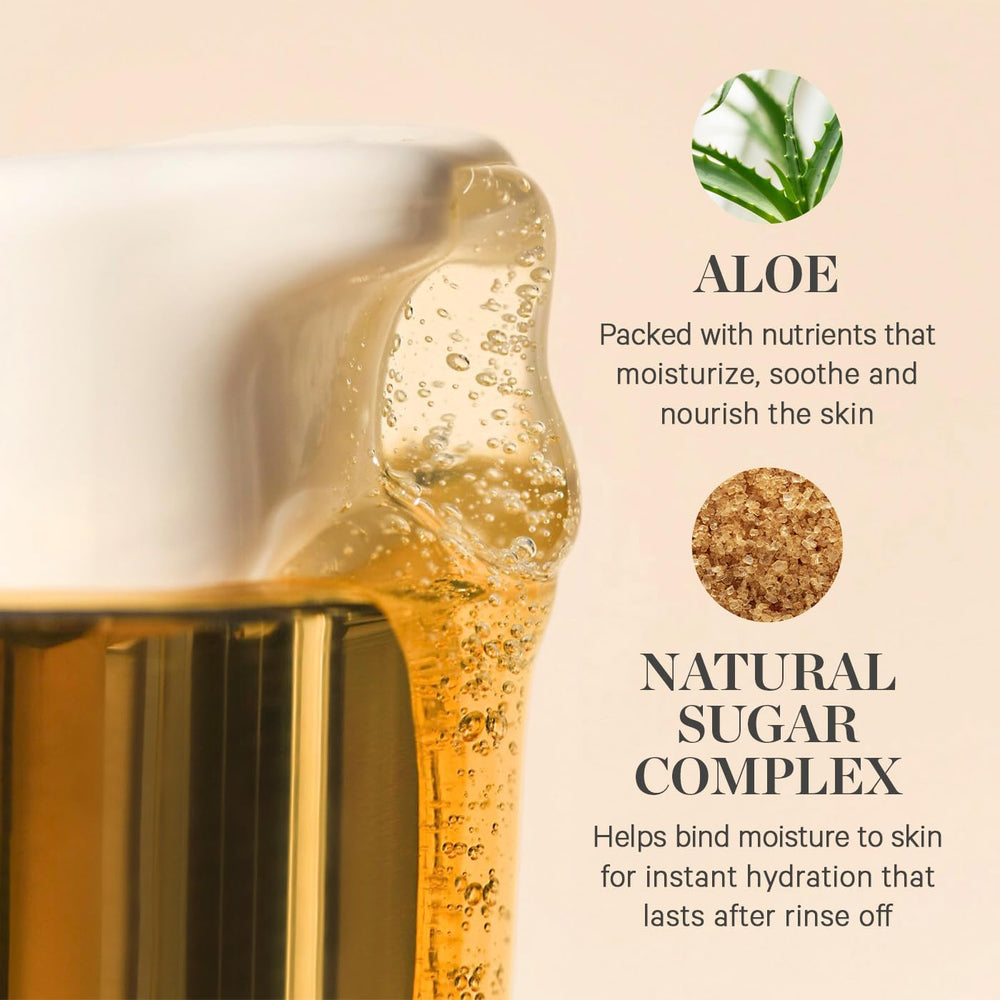 Noni and aloe imagery emphasize KORA Organics Turmeric Glow Foaming Cleanser ingredients.
