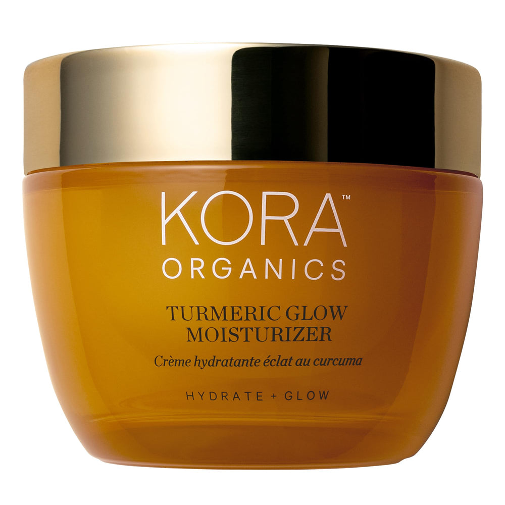 KORA Organics Turmeric Glow Moisturizer jar front for radiant hydration.