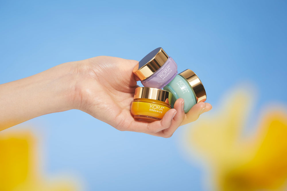 Morning application on clean skin with KORA Organics Turmeric Glow Moisturizer