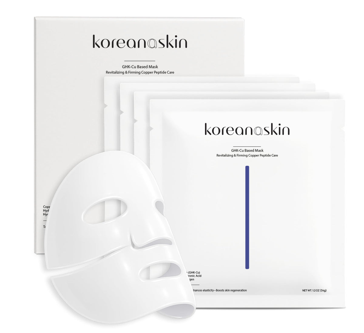 Koreana Skin GHK-Cu hydrogel mask pack showcases premium packaging and product texture.