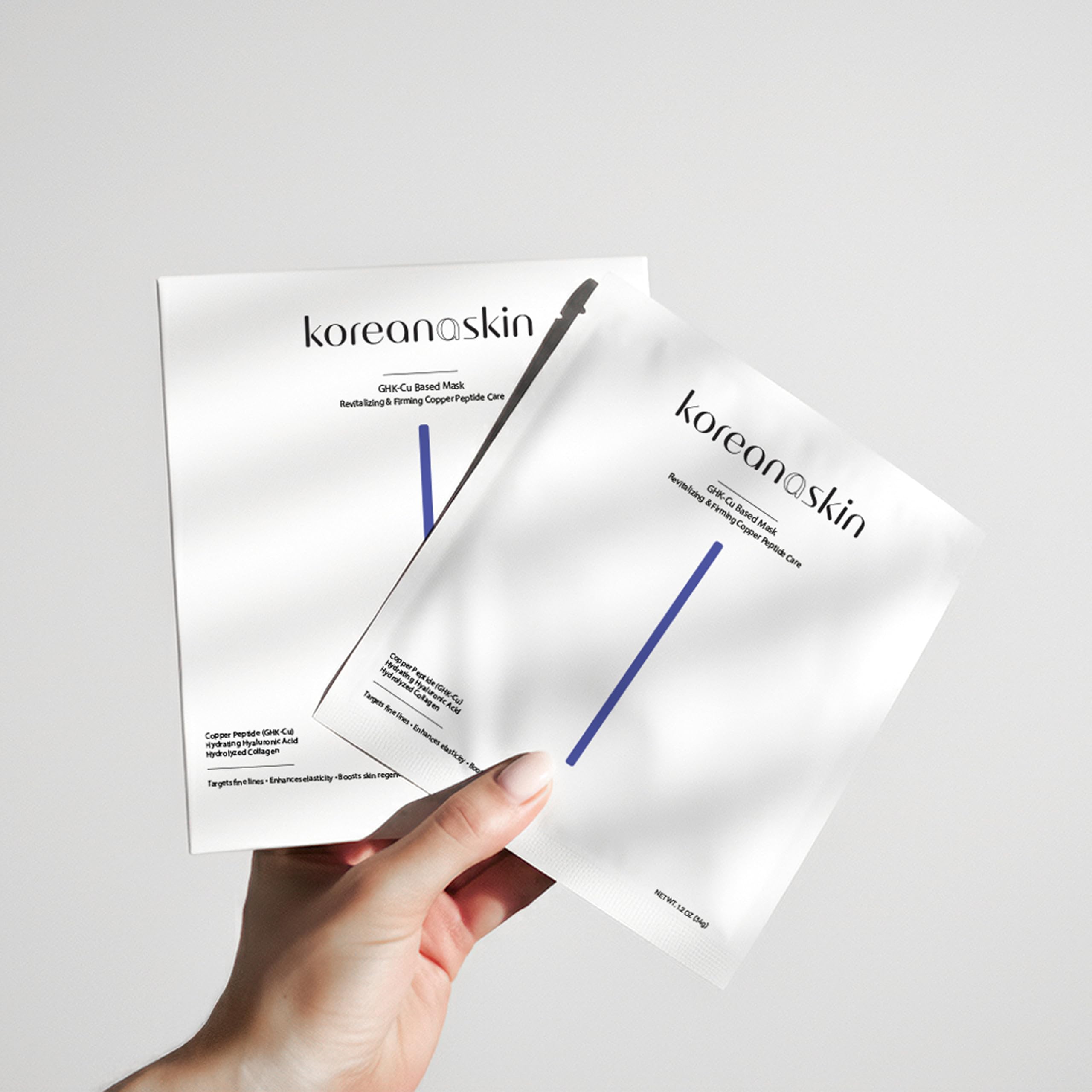 Koreana Skin packaging shot highlights easy at-home use and single-mask convenience.