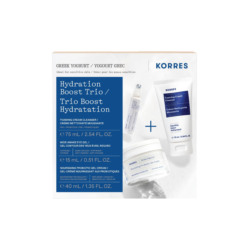 Korres Greek Yoghurt Foaming Cleanser bottle with rich lather for gentle cleansing.