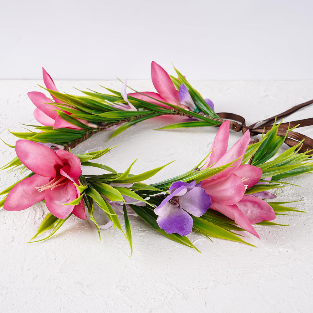 KorViSHOW silk Hawaiian lei crown boosts festive photos and events.