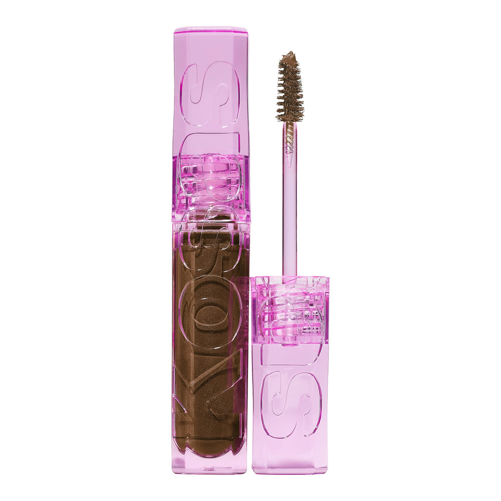 Kosas Air Brow Tinted Gel applicator demonstrates precise feathered brows and controlled pigment