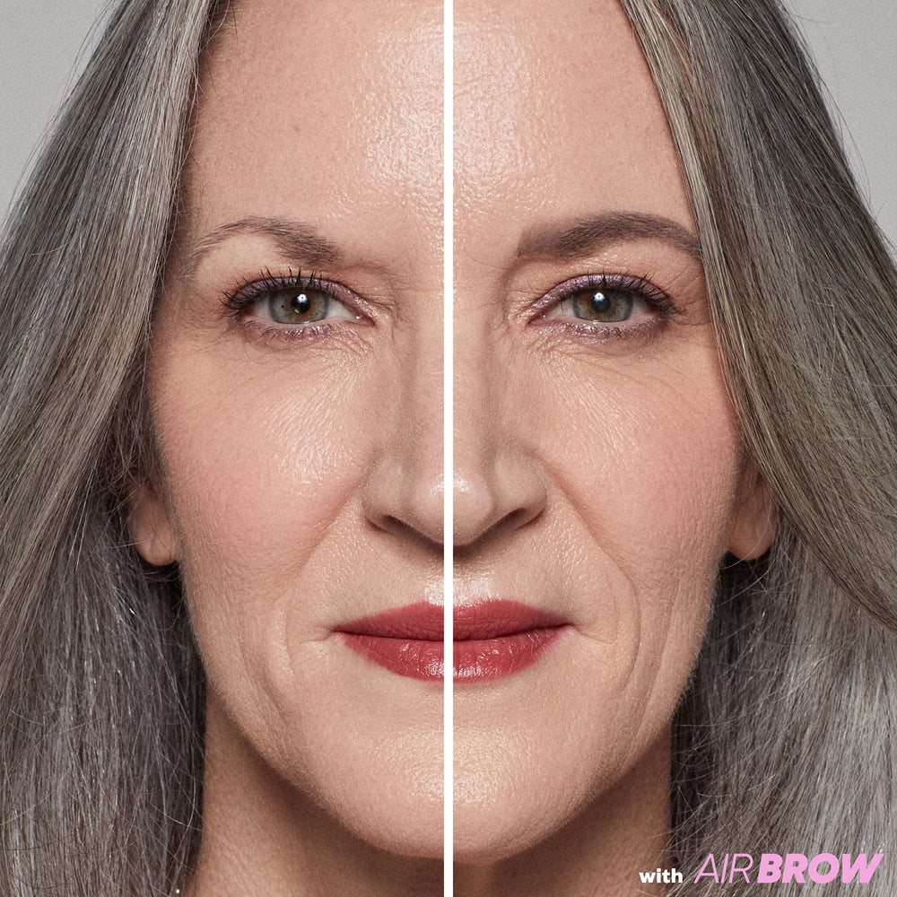 Kosas Air Brow tinted gel grey swatch reveals natural color and flexible texture.