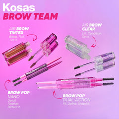 Kosas Air Brow grey packaging communicates cruelty-free and vegan ethics.