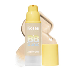 Kosas BB Burst tinted gel cream bottle with pump delivering hydrating, natural-looking glow.