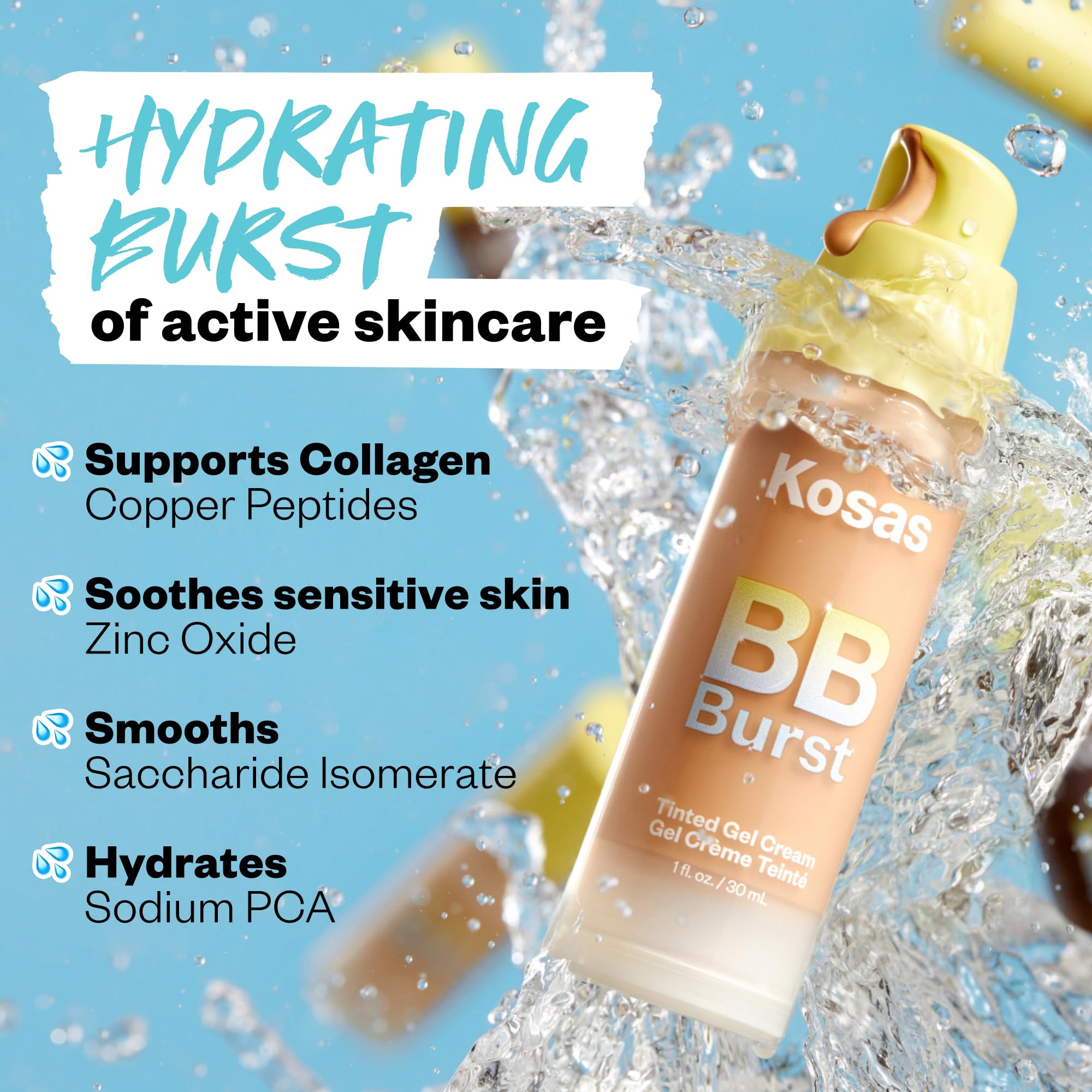 Kosas BB Burst closeup reveals a dewy, fresh finish on the skin.