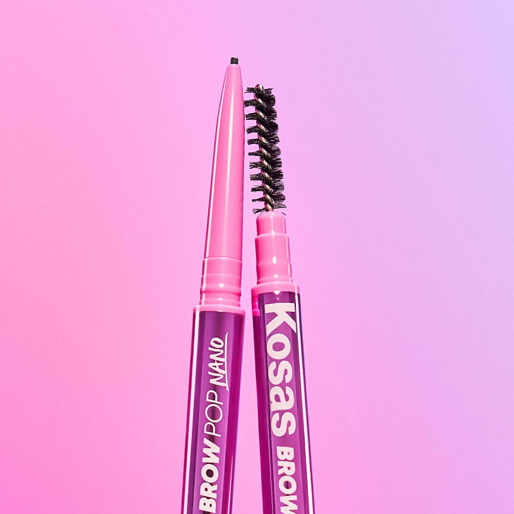 Kosas Brow Pop Nano long-wear formula keeps brows smudge-free all day.