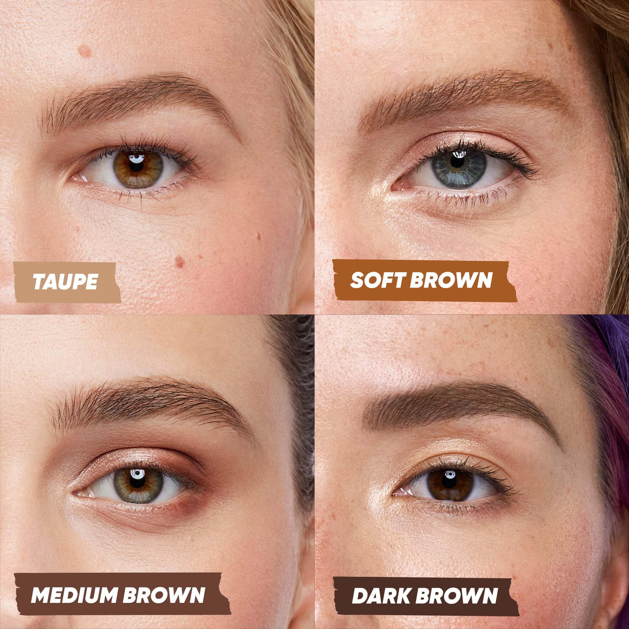 Kosas Brow Pop Nano soft feathered brows with snug, smudge-free finish.