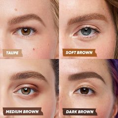 Kosas Brow Pop Nano soft feathered brows with snug, smudge-free finish.