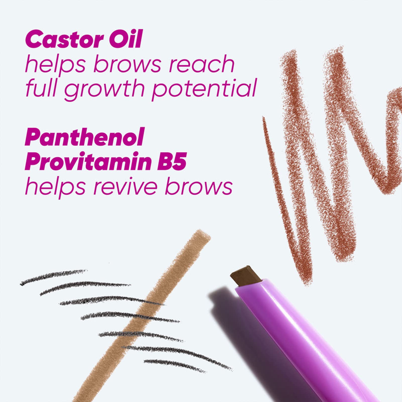 Kosas Brow Pop soft brown shade swatch on brow for realistic texture