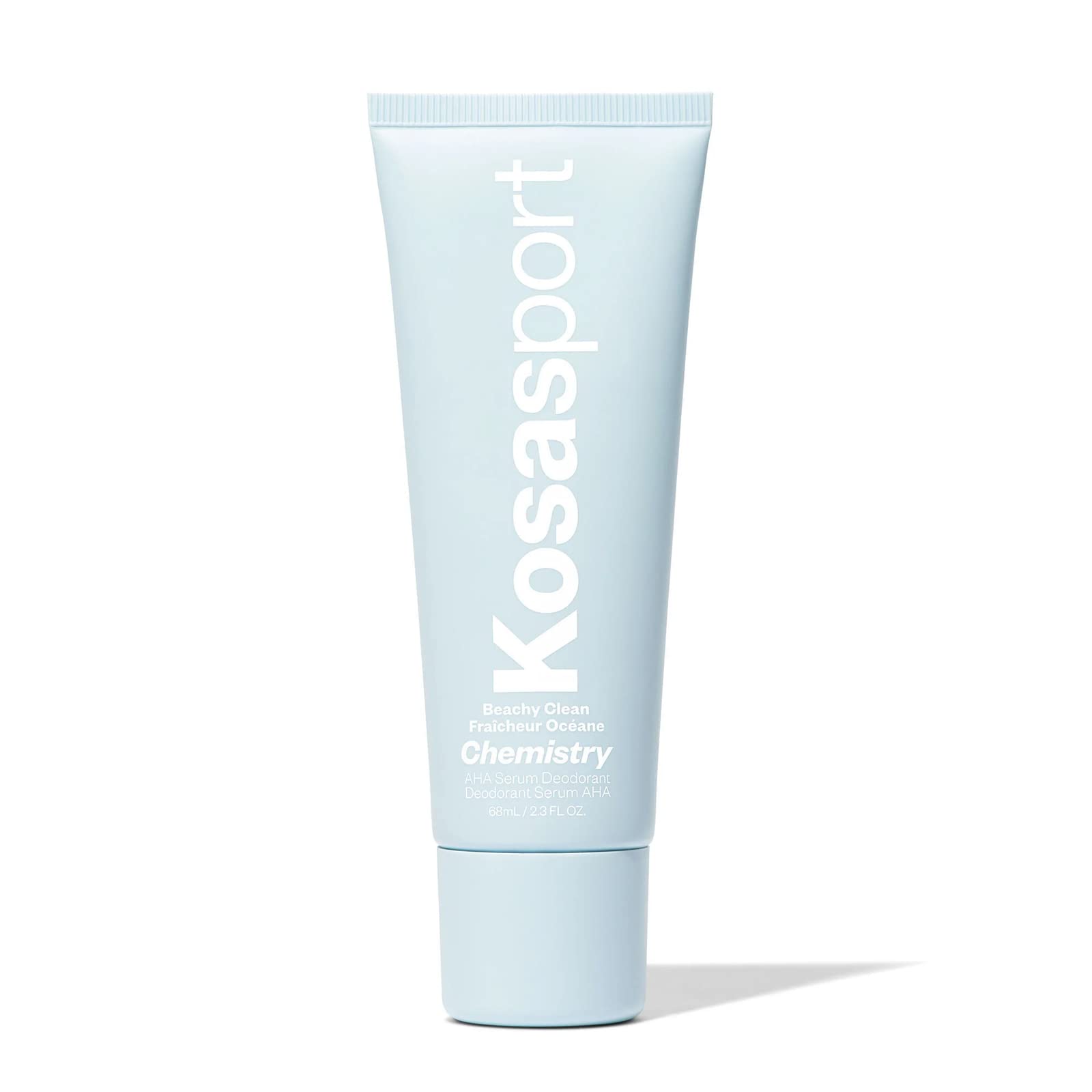 Kosas Chemistry Deodorant bottle close-up highlighting aluminium-free formula for sensitive skin