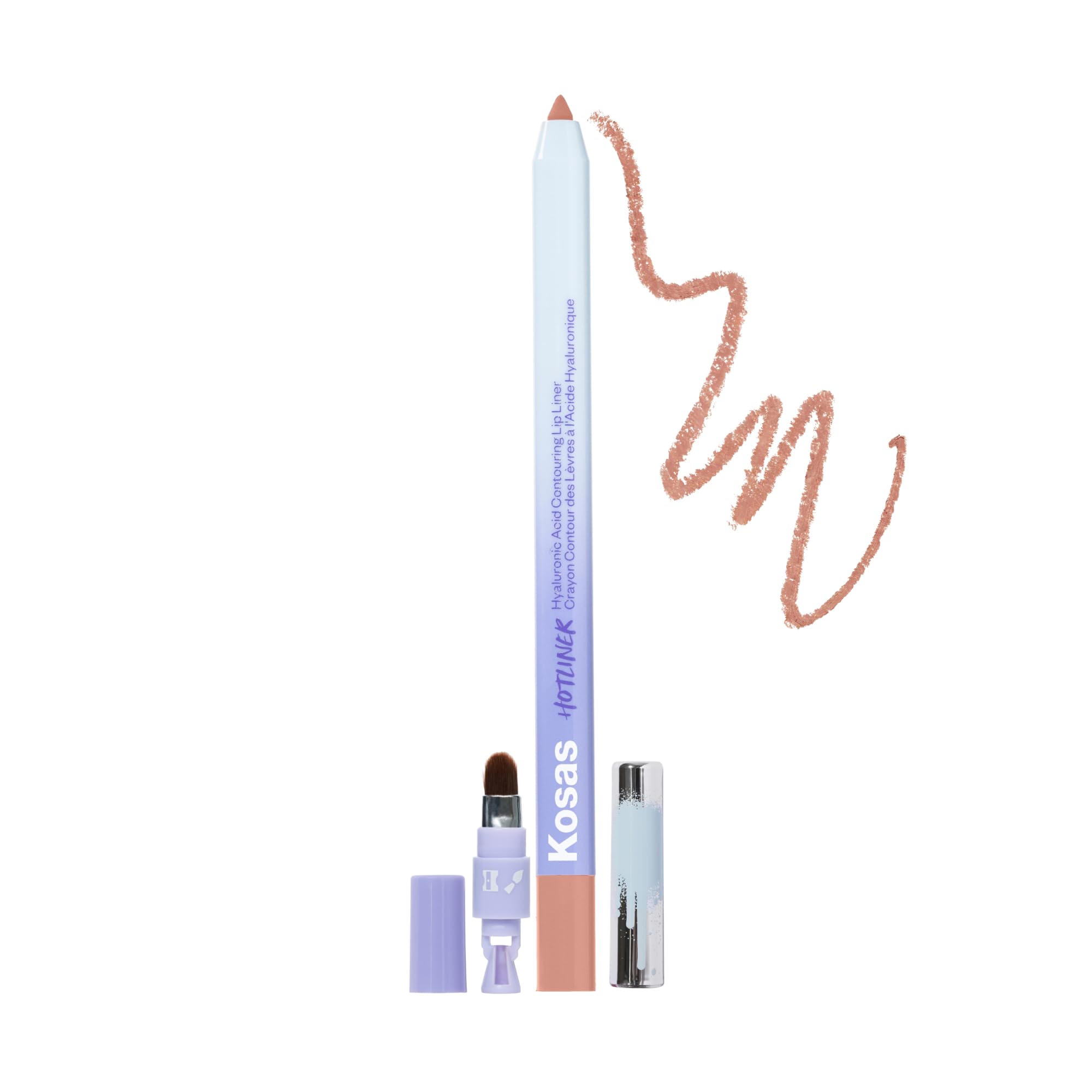 Kosas Hotliner retractable lip liner with built-in sharpener enhances precision for defined lips.