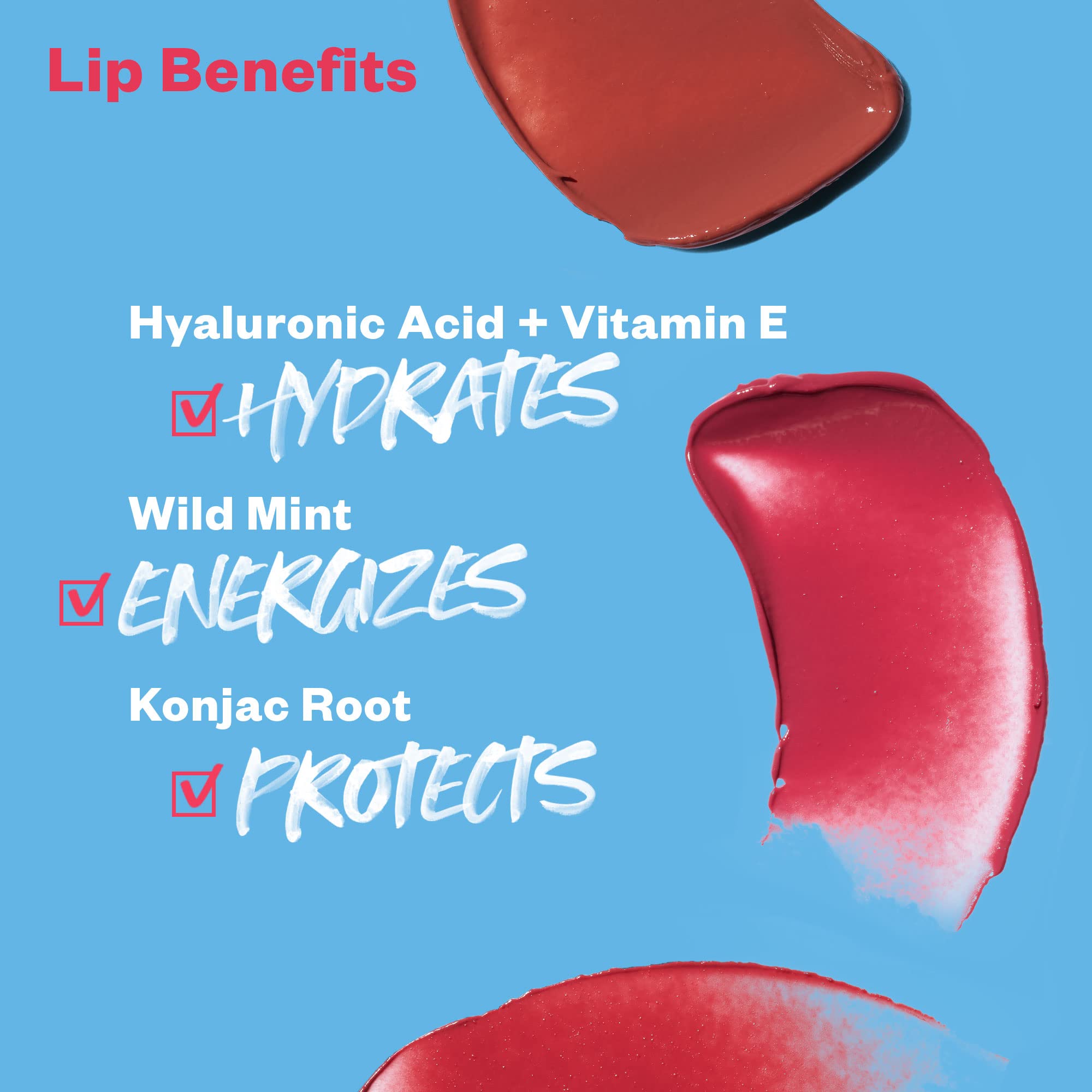 Kosas Lipfuel natural oils and vitamin E image emphasizes nourishing, protective lip care.