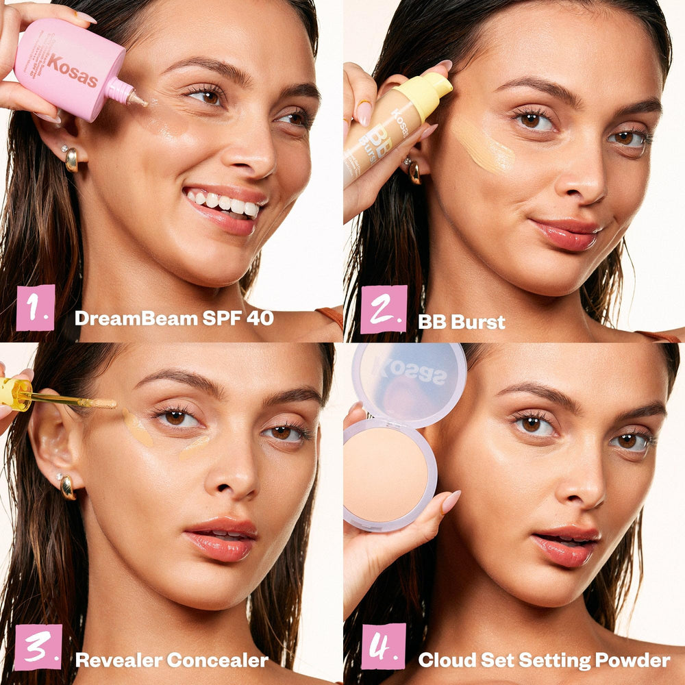Kosas DreamBeam travel-size kit, perfect for on-the-go skincare routines.