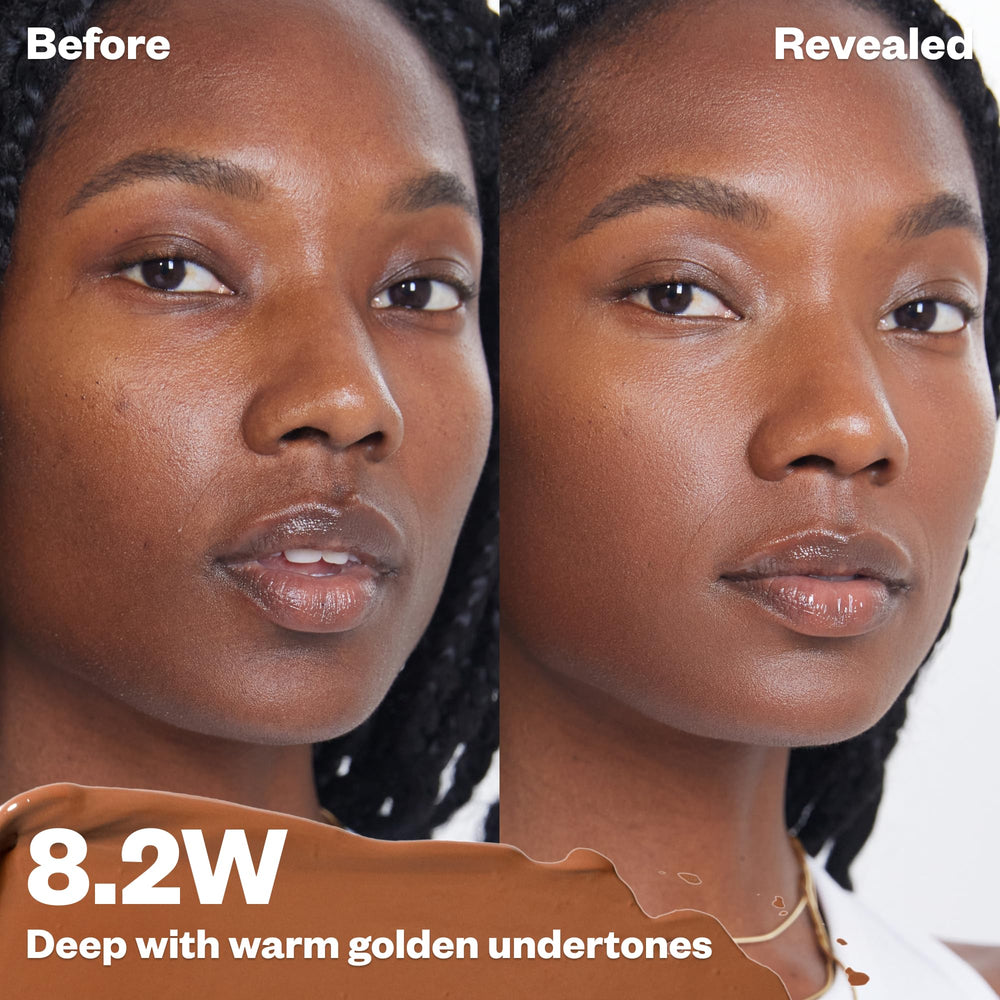 Kosas Revealer Concealer tube on skin shows medium coverage finish