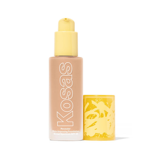 Kosas Revealer foundation bottle close-up showing natural finish and blur.