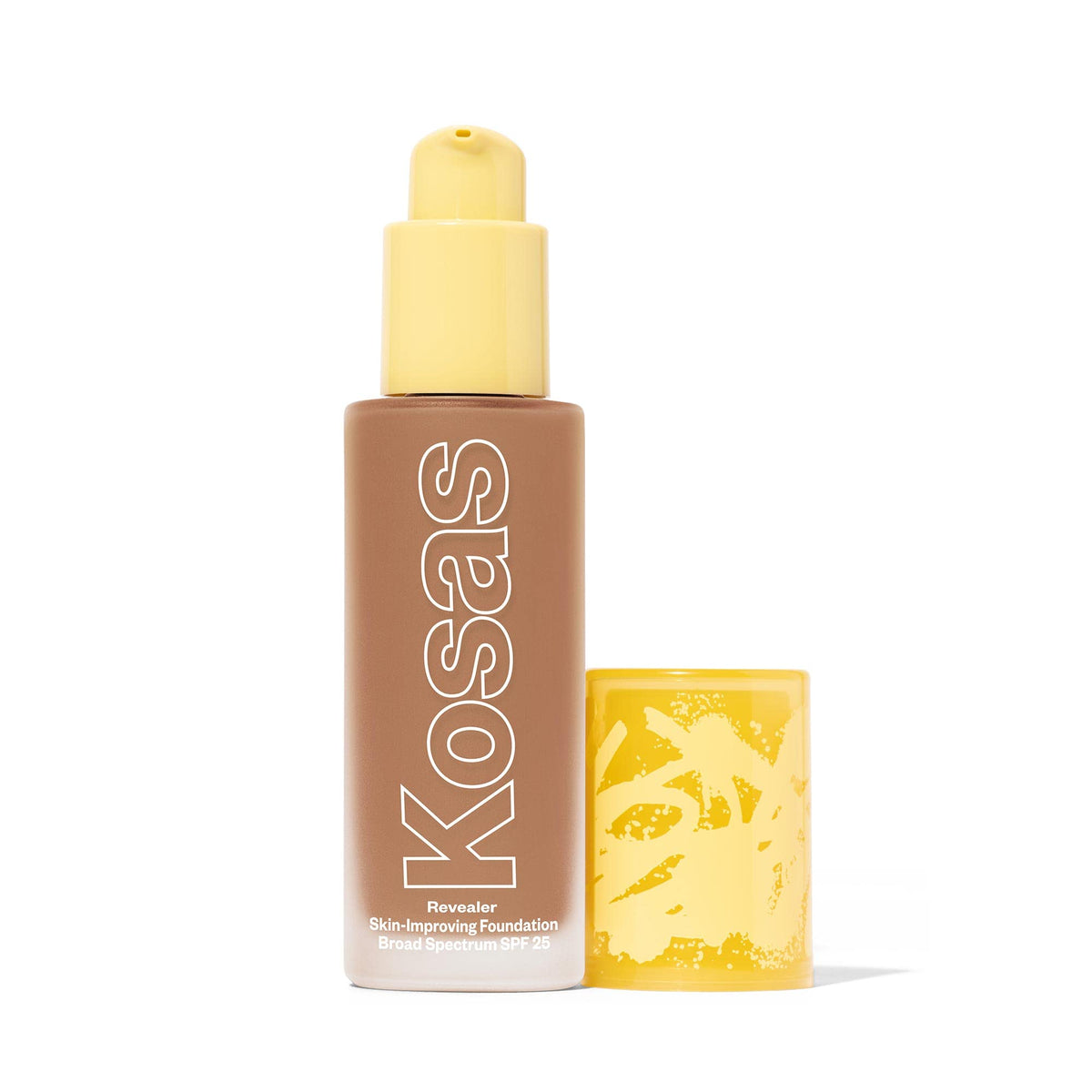 Kosas Revealer foundation bottle with pump showing easy, buildable coverage.