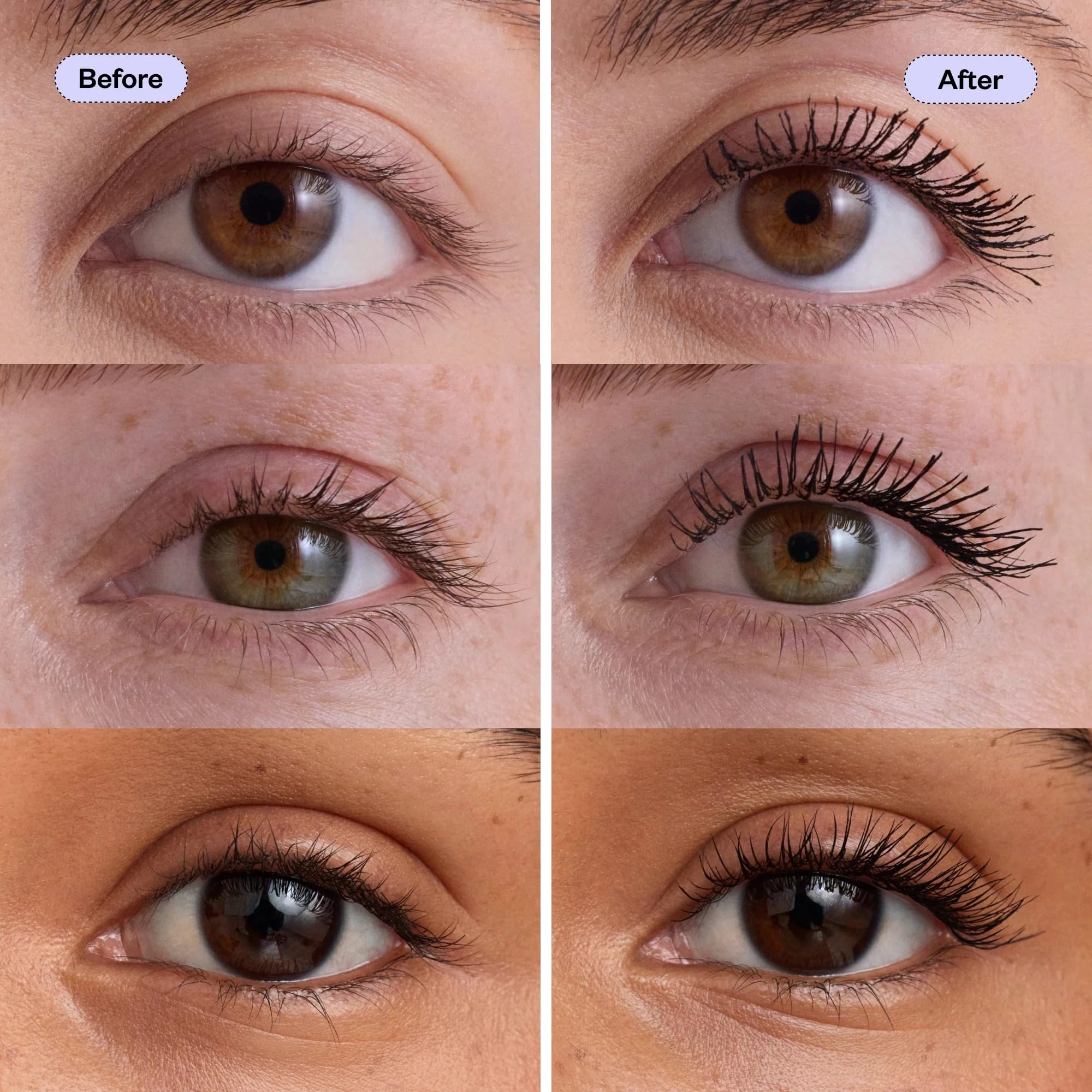 Kosas Soulgazer curvilinear brush close-up for even lift and separation.