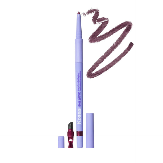 Kosas Soulgazer Bewitch Night Violet Satin close-up for long-wear color