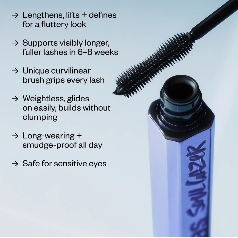 Kosas Soulgazer lash-length visual demonstrating lengthening potential.