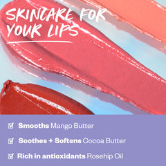 Close-up of Kosas Weightless Lip Color with botanical butters and oils.