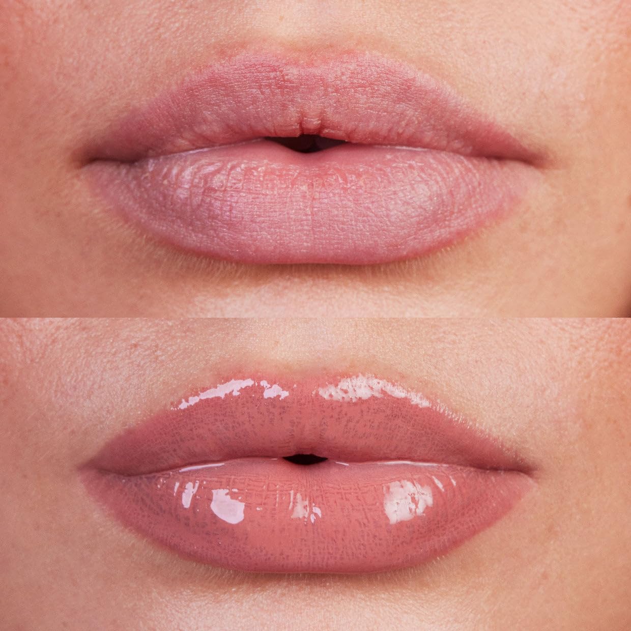 Kosas Wet Lip Oil Gloss close-up texture with non-sticky finish.