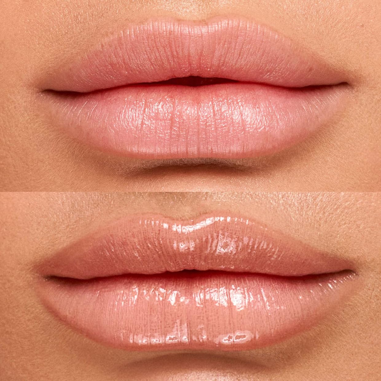Kosas Wet Lip Oil Gloss on lips demonstrates soft, sheer color payoff.