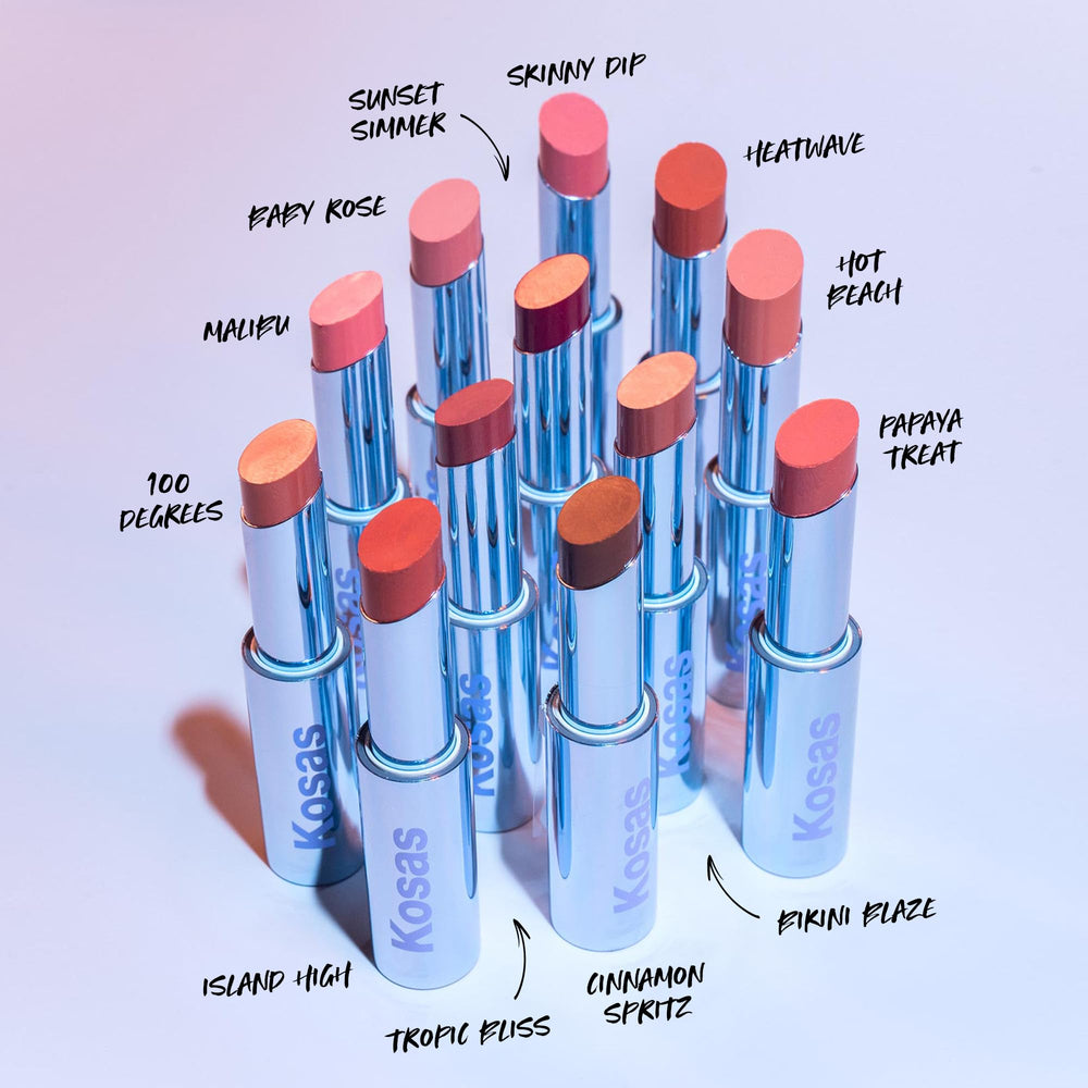 Kosas Wet Stick with peptides for enhanced lip moisture and feel.