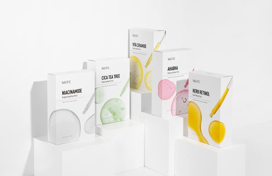 KosBeauty NACIFIC packaging display highlights premium skincare set.