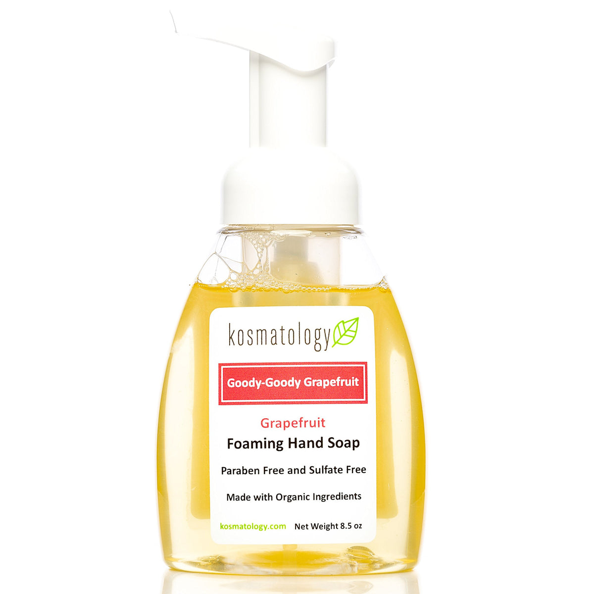 Kosmatology Goody-Goody Grapefruit foaming hand soap bottle front shows a gentle, moisturizing cleanse for daily use.