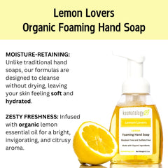 Kosmatology Lemon Lovers foaming pump; creamy lather moisturizes hands while cleansing.