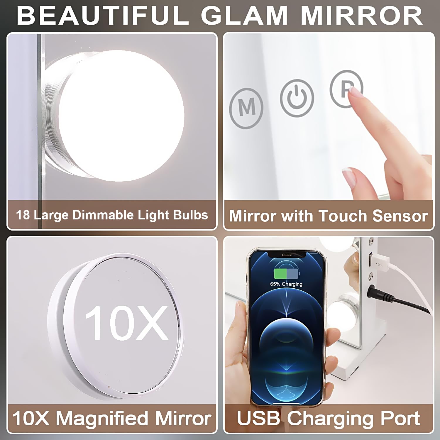 Kottova vanity mirror detachable magnifier for precise detail work