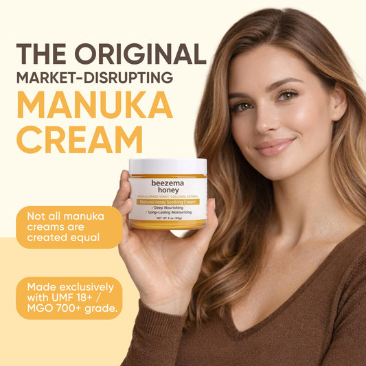 KOVGOCY Beezema Manuka honey bottle showing nourishing formula.