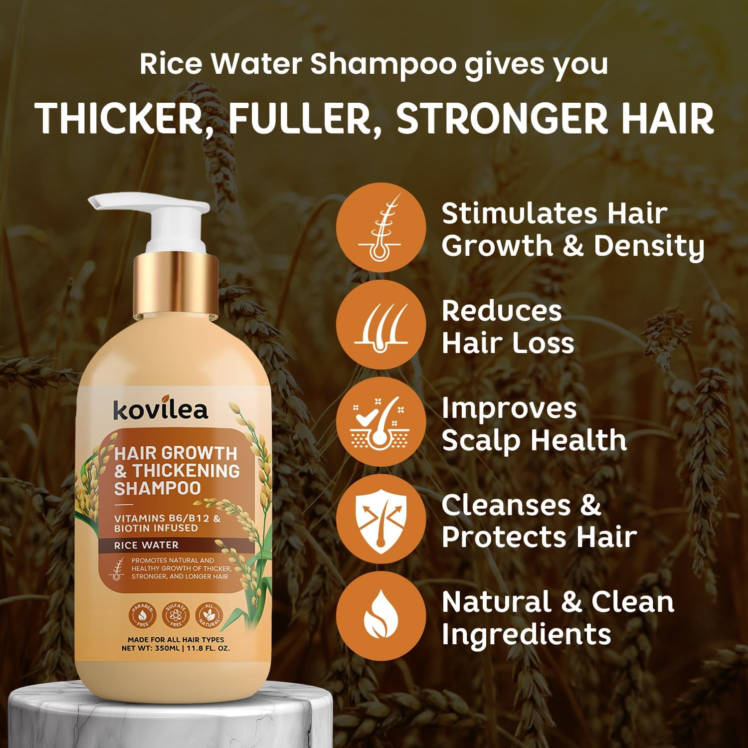 Kovilea Rice Water Shampoo lather demonstrates a sulfate-free, gentle cleanse.